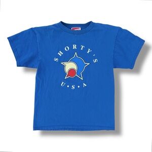 Vintage Shorty Skateboards USA T-Shirt Size Medium Blue 90s Y2K